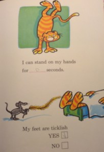 I can stand on my hands today for zero seconds. My feet are still ticklish.